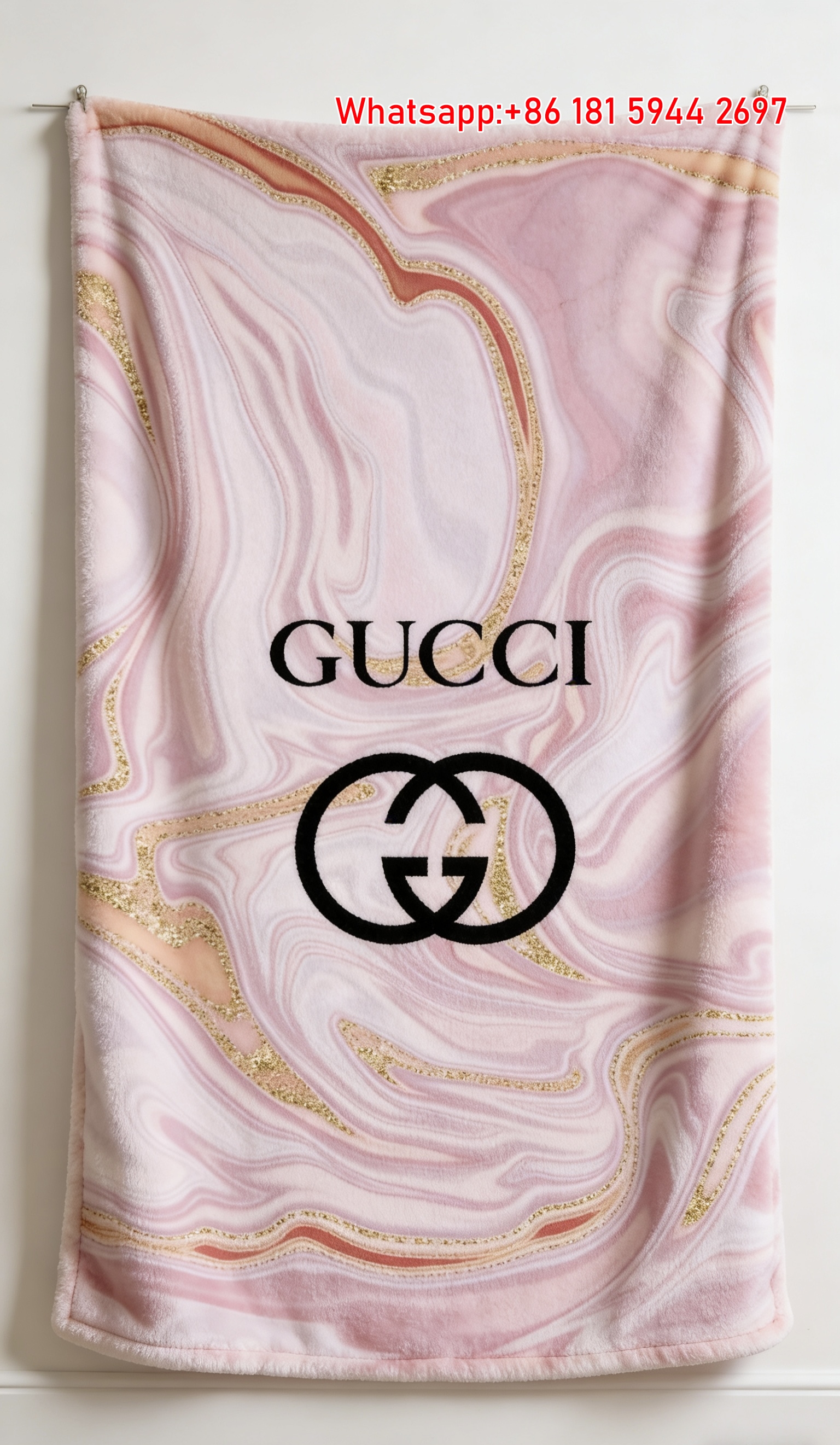 Gucci Pink Marble Tapestry Gold Vein Gucci Throw Blankets IMG_2883